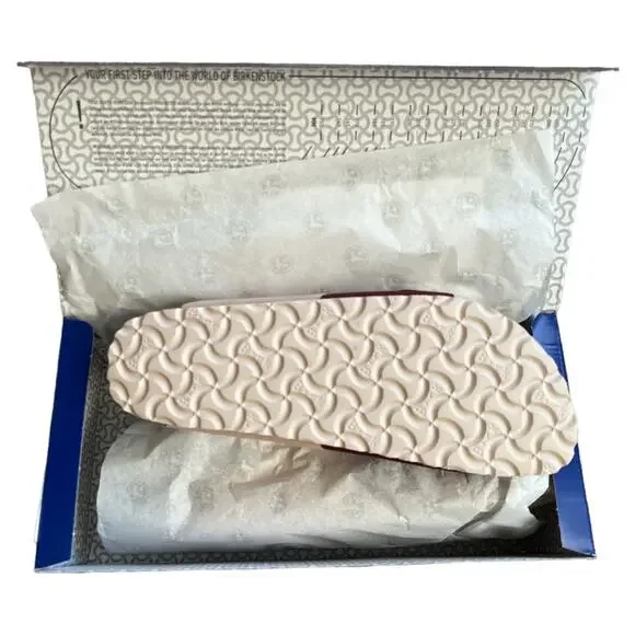 Birkenstock Two-Tone Burgundy and Beige Arizona Sandals - Picture 10 of 13